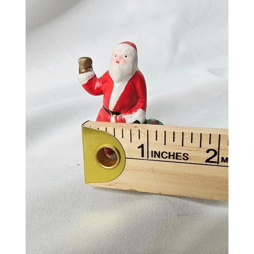 VTG Lemax Santa Claus Figurine 2.5in Ceramic Christmas Village Miniature Bell